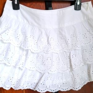 White Ruffle Tiered Mini Skirt